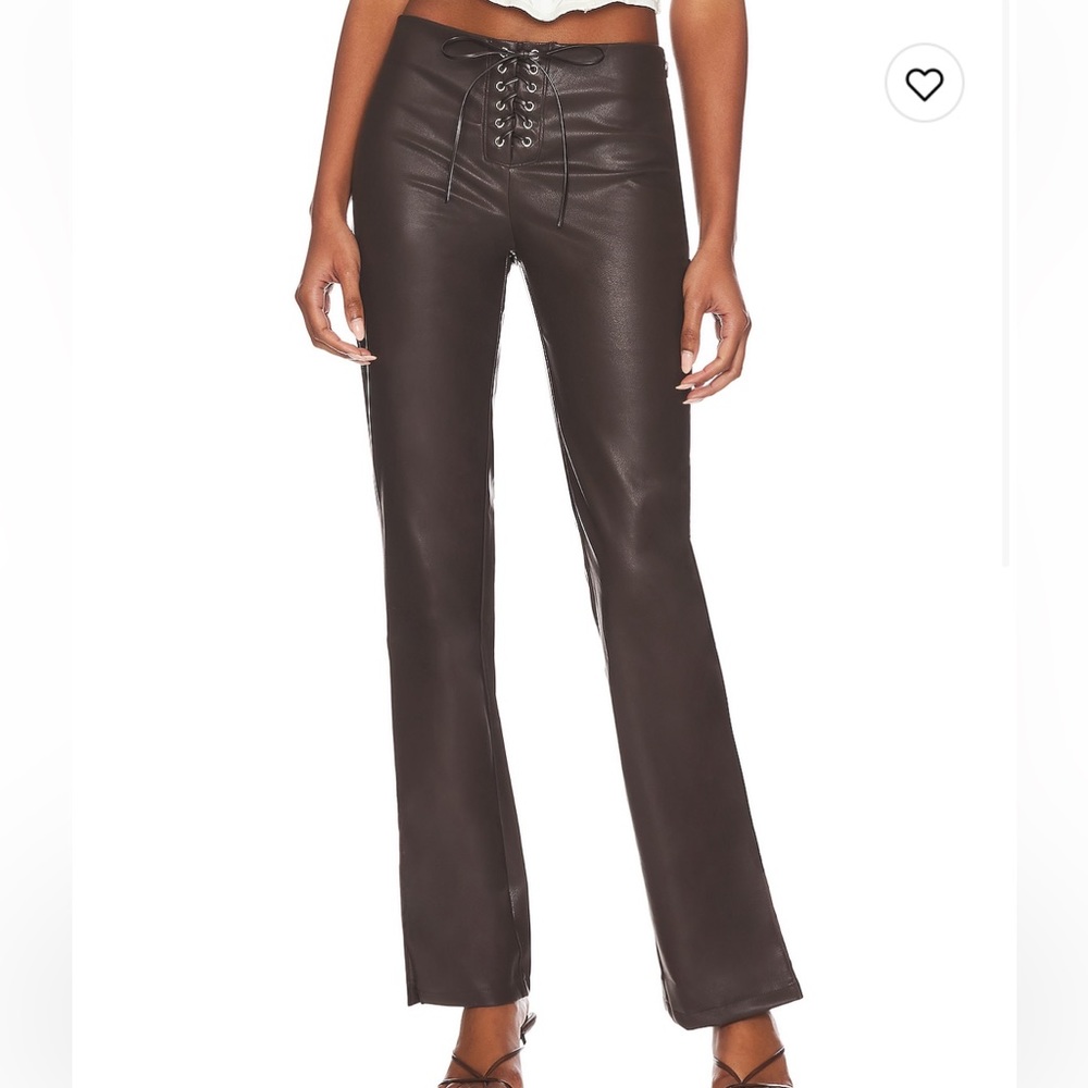 Revolve Superdown Larissa Lace Up Pants in Chocolate Brown